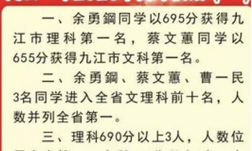 九江高考状元名单,九江高考状元