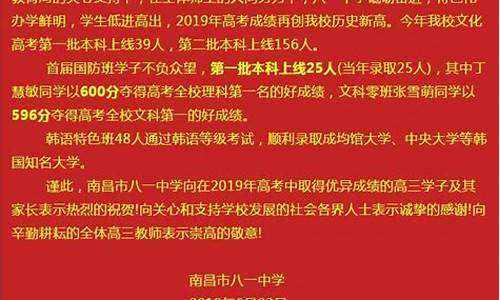 南昌八一中学高考成绩_南昌八一中学高考成绩2023年查询